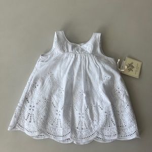 NWT Girls Laura Ashley Embroidered Eyelet White Dress size 3-6 Months
